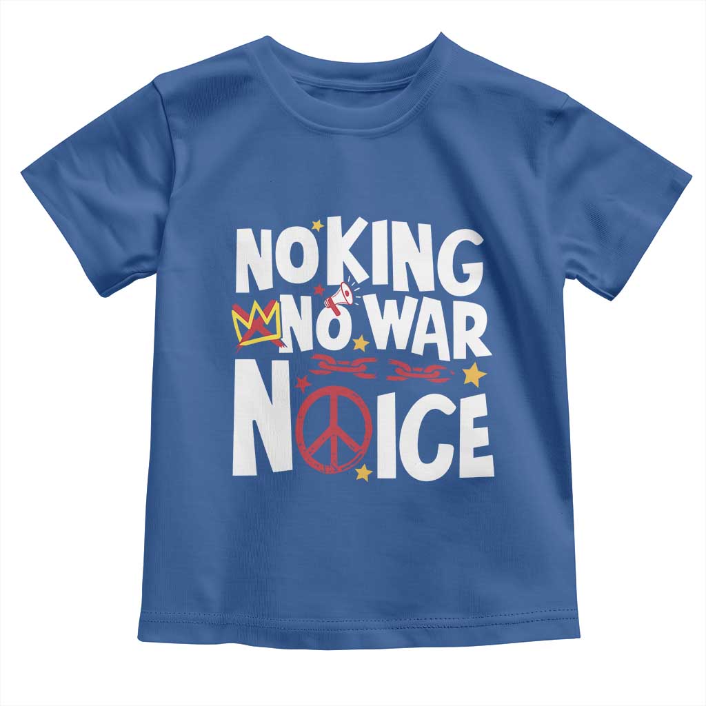 No Kings No Wars No Ice Bold Typography Toddler T Shirt Peace Symbol Anti War Activist Human Rights