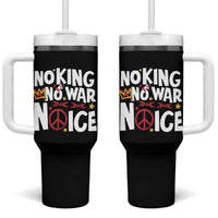 No Kings No Wars No Ice Bold Typography Tumbler With Handle Peace Symbol Anti War Activist Human Rights
