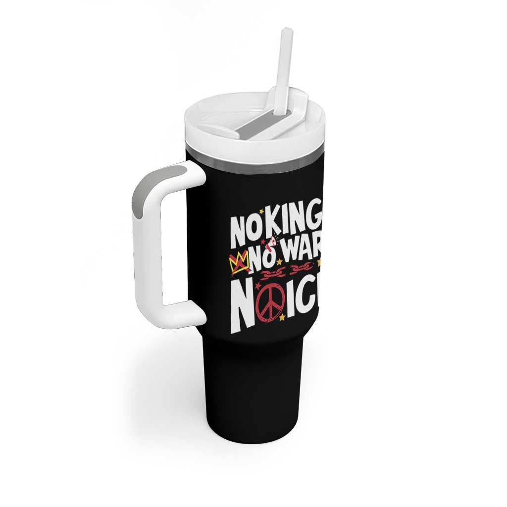 No Kings No Wars No Ice Bold Typography Tumbler With Handle Peace Symbol Anti War Activist Human Rights