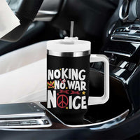 No Kings No Wars No Ice Bold Typography Tumbler With Handle Peace Symbol Anti War Activist Human Rights