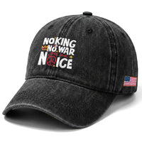 No Kings No Wars No Ice Bold Typography Washed Cotton Baseball Cap Peace Symbol Anti War Activist Human Rights