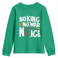 No Kings No Wars No Ice Bold Typography Youth Sweatshirt Peace Symbol Anti War Activist Human Rights