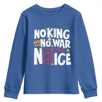 No Kings No Wars No Ice Bold Typography Youth Sweatshirt Peace Symbol Anti War Activist Human Rights