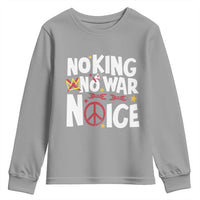 No Kings No Wars No Ice Bold Typography Youth Sweatshirt Peace Symbol Anti War Activist Human Rights