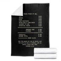 Jesus Paid It All Christian Receipt Throw Blanket Romans 6:23 Faith Message Sin Debt Inspirational Gift