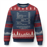 Jesus Paid It All Christian Receipt Ugly Christmas Sweater Romans 6:23 Faith Message Sin Debt Inspirational Gift
