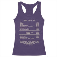 Jesus Paid It All Christian Receipt Racerback Tank Top Romans 6:23 Faith Message Sin Debt Inspirational Gift