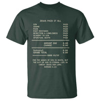 Jesus Paid It All Christian Receipt T Shirt Romans 6:23 Faith Message Sin Debt Inspirational Gift
