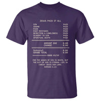 Jesus Paid It All Christian Receipt T Shirt Romans 6:23 Faith Message Sin Debt Inspirational Gift