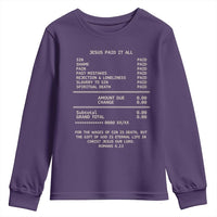 Jesus Paid It All Christian Receipt Youth Sweatshirt Romans 6:23 Faith Message Sin Debt Inspirational Gift