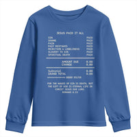 Jesus Paid It All Christian Receipt Youth Sweatshirt Romans 6:23 Faith Message Sin Debt Inspirational Gift