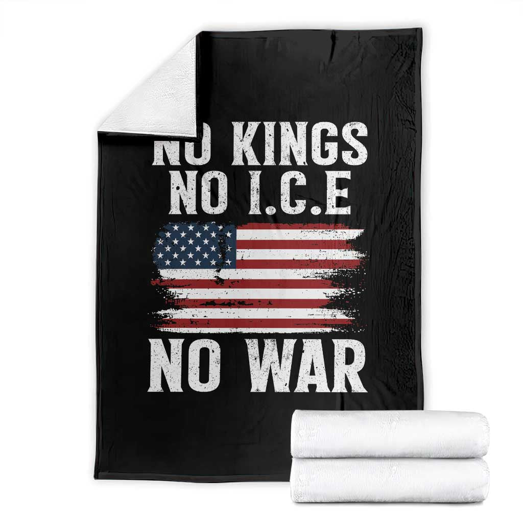 No Wars No Ice No Kings American Flag Throw Blanket Patriotic Protest Anti War Human Rights