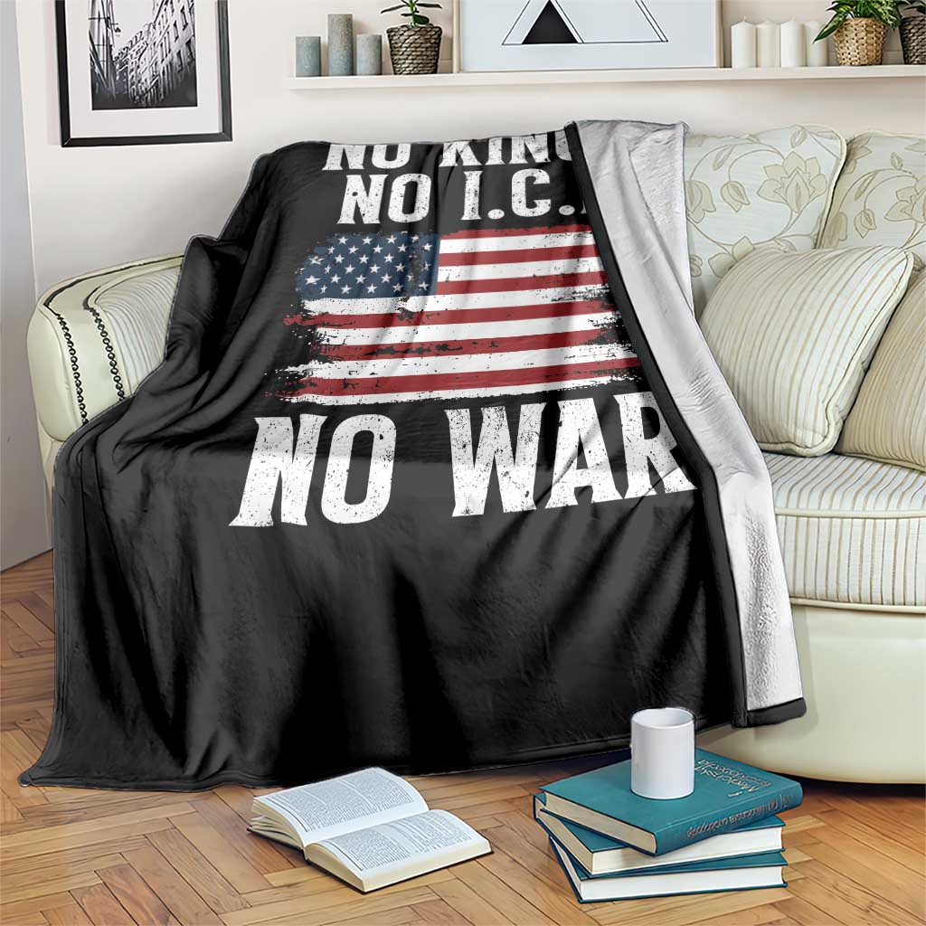 No Wars No Ice No Kings American Flag Throw Blanket Patriotic Protest Anti War Human Rights