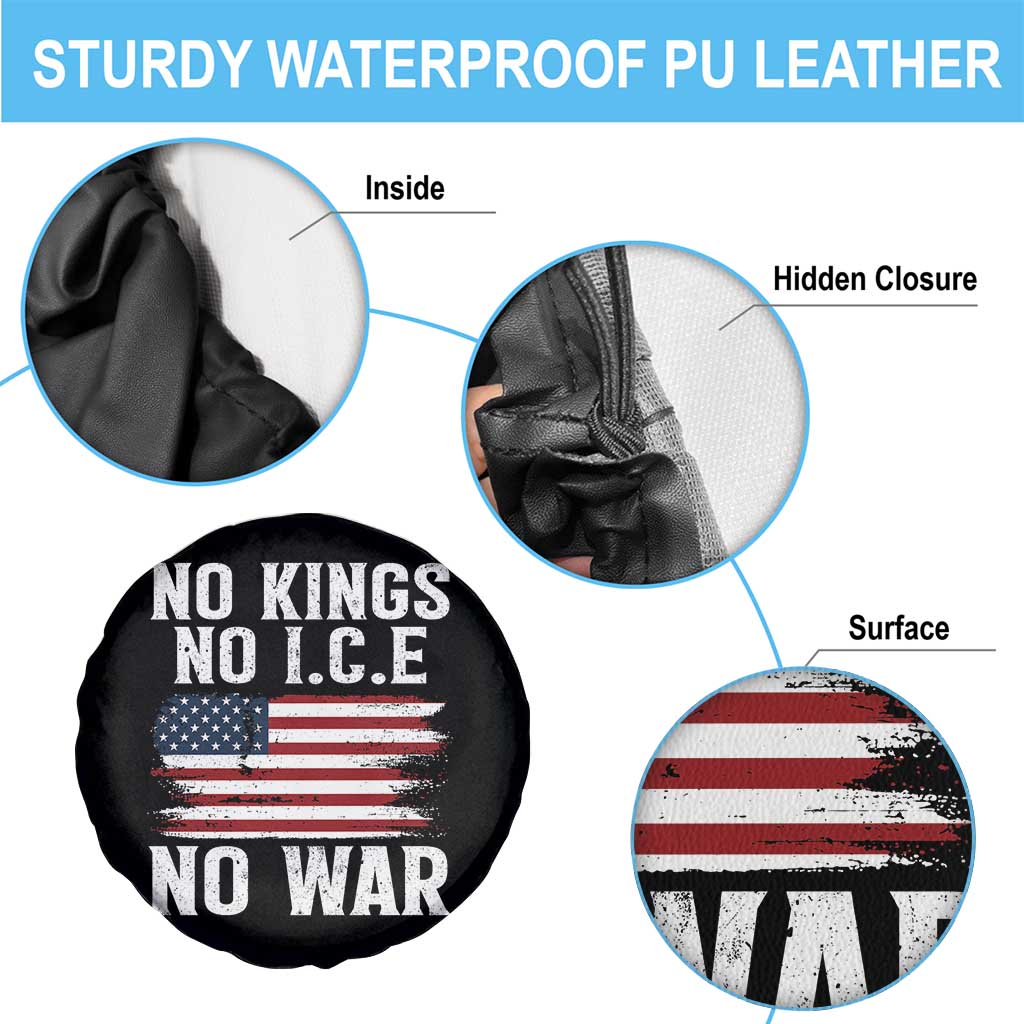 No Wars No Ice No Kings American Flag Spare Tire Cover Patriotic Protest Anti War Human Rights