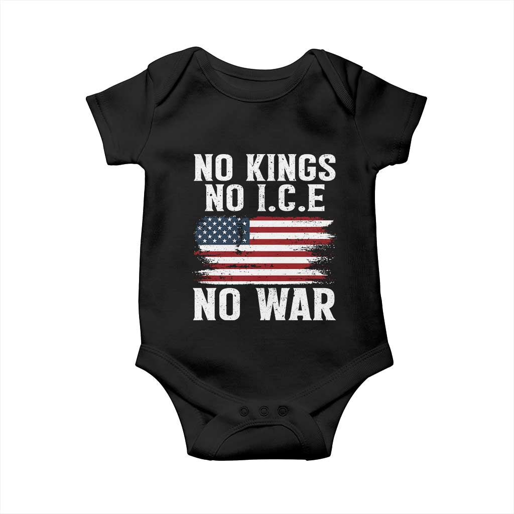 No Wars No Ice No Kings American Flag Baby Onesie Patriotic Protest Anti War Human Rights