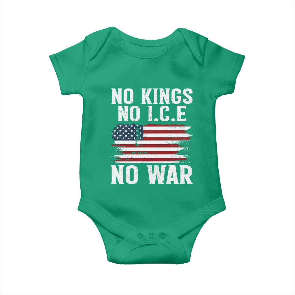 No Wars No Ice No Kings American Flag Baby Onesie Patriotic Protest Anti War Human Rights