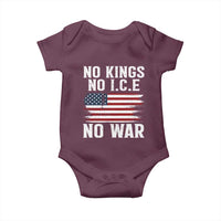 No Wars No Ice No Kings American Flag Baby Onesie Patriotic Protest Anti War Human Rights