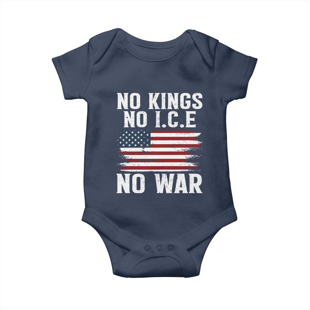 No Wars No Ice No Kings American Flag Baby Onesie Patriotic Protest Anti War Human Rights