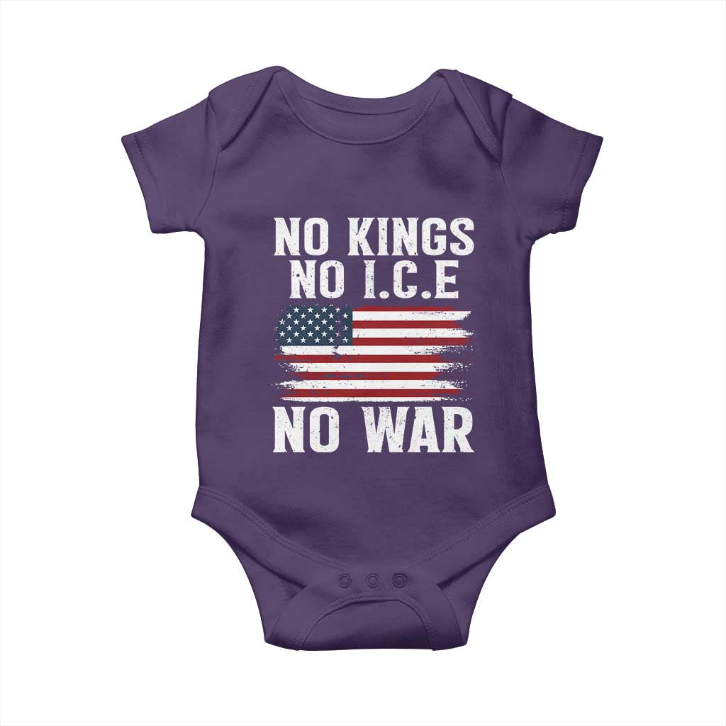 No Wars No Ice No Kings American Flag Baby Onesie Patriotic Protest Anti War Human Rights