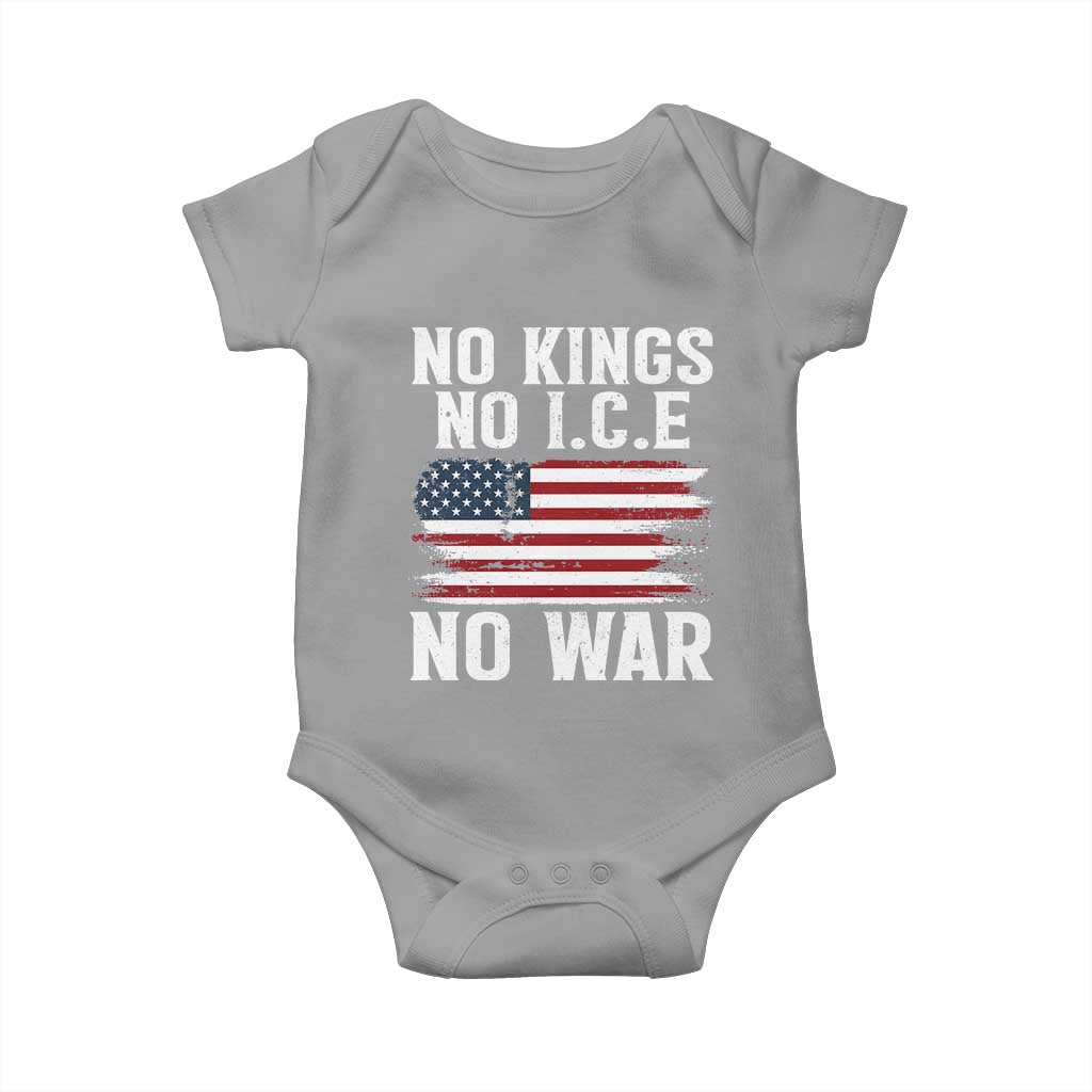 No Wars No Ice No Kings American Flag Baby Onesie Patriotic Protest Anti War Human Rights