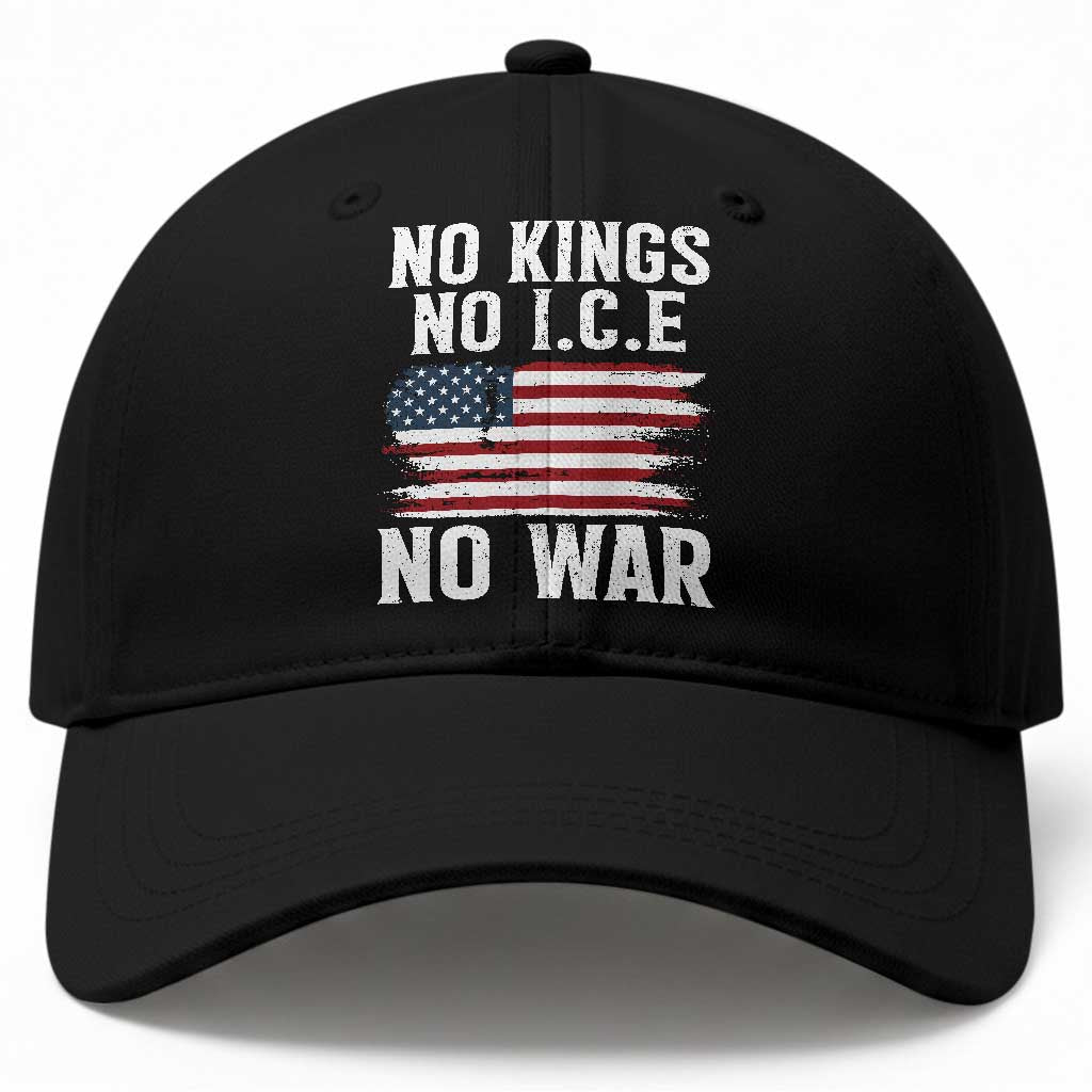 No Wars No Ice No Kings American Flag Baseball Cap Patriotic Protest Anti War Human Rights