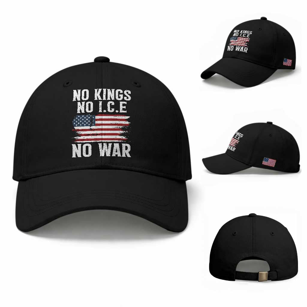 No Wars No Ice No Kings American Flag Baseball Cap Patriotic Protest Anti War Human Rights