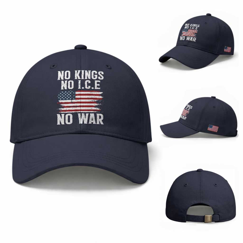 No Wars No Ice No Kings American Flag Baseball Cap Patriotic Protest Anti War Human Rights