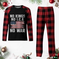 No Wars No Ice No Kings American Flag Plaid Pajama Set Patriotic Protest Anti War Human Rights