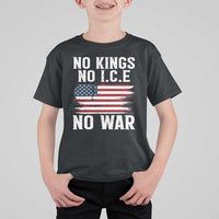 No Wars No Ice No Kings American Flag T Shirt For Kid Patriotic Protest Anti War Human Rights