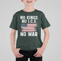 No Wars No Ice No Kings American Flag T Shirt For Kid Patriotic Protest Anti War Human Rights