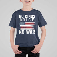 No Wars No Ice No Kings American Flag T Shirt For Kid Patriotic Protest Anti War Human Rights