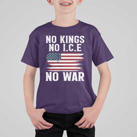 No Wars No Ice No Kings American Flag T Shirt For Kid Patriotic Protest Anti War Human Rights