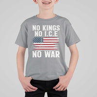 No Wars No Ice No Kings American Flag T Shirt For Kid Patriotic Protest Anti War Human Rights