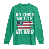 No Wars No Ice No Kings American Flag Long Sleeve Shirt Patriotic Protest Anti War Human Rights