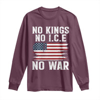 No Wars No Ice No Kings American Flag Long Sleeve Shirt Patriotic Protest Anti War Human Rights