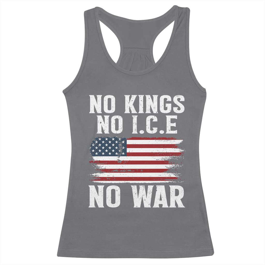 No Wars No Ice No Kings American Flag Racerback Tank Top Patriotic Protest Anti War Human Rights