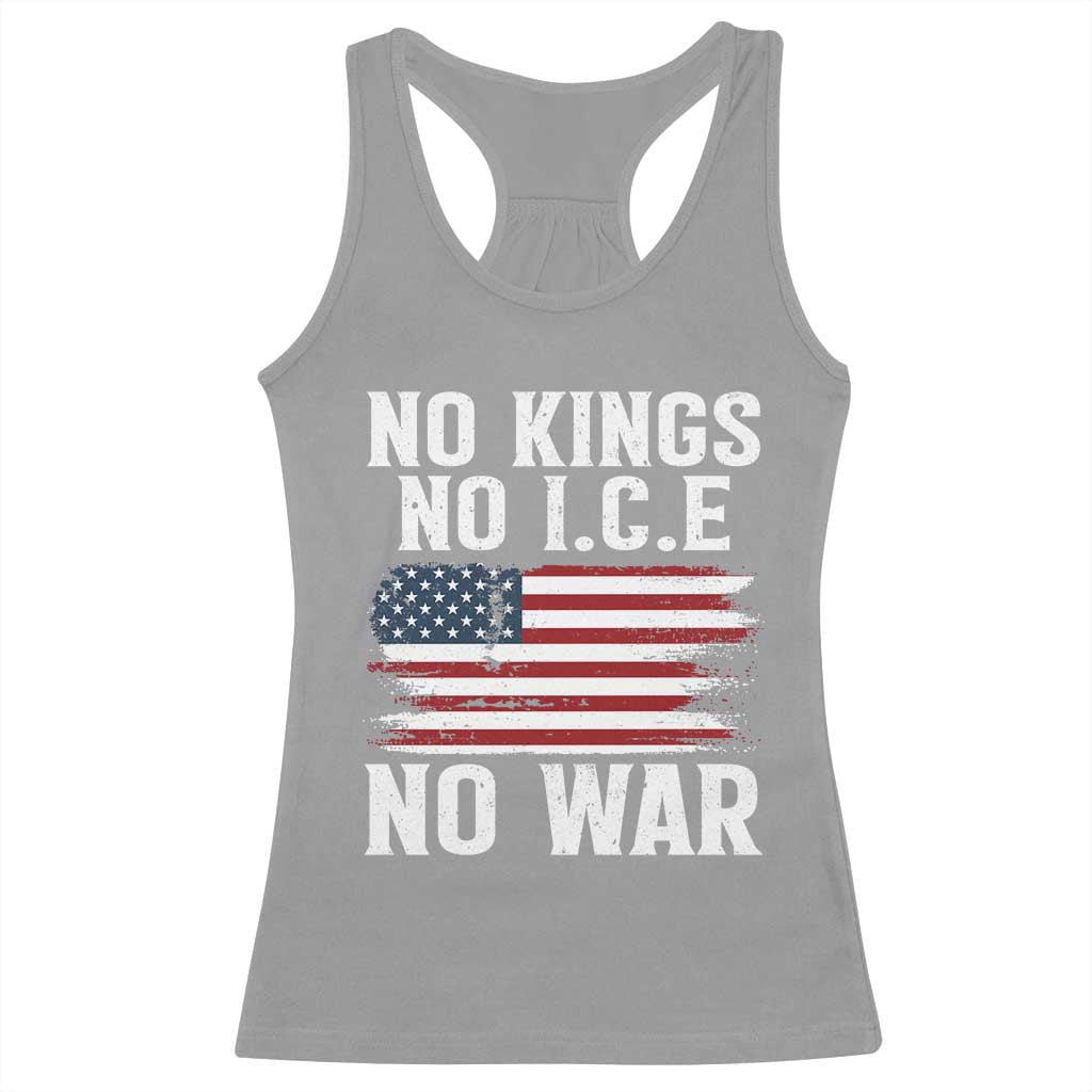 No Wars No Ice No Kings American Flag Racerback Tank Top Patriotic Protest Anti War Human Rights