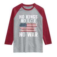 No Wars No Ice No Kings American Flag Raglan Shirt Patriotic Protest Anti War Human Rights