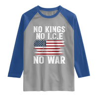 No Wars No Ice No Kings American Flag Raglan Shirt Patriotic Protest Anti War Human Rights