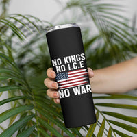 No Wars No Ice No Kings American Flag Skinny Tumbler Patriotic Protest Anti War Human Rights
