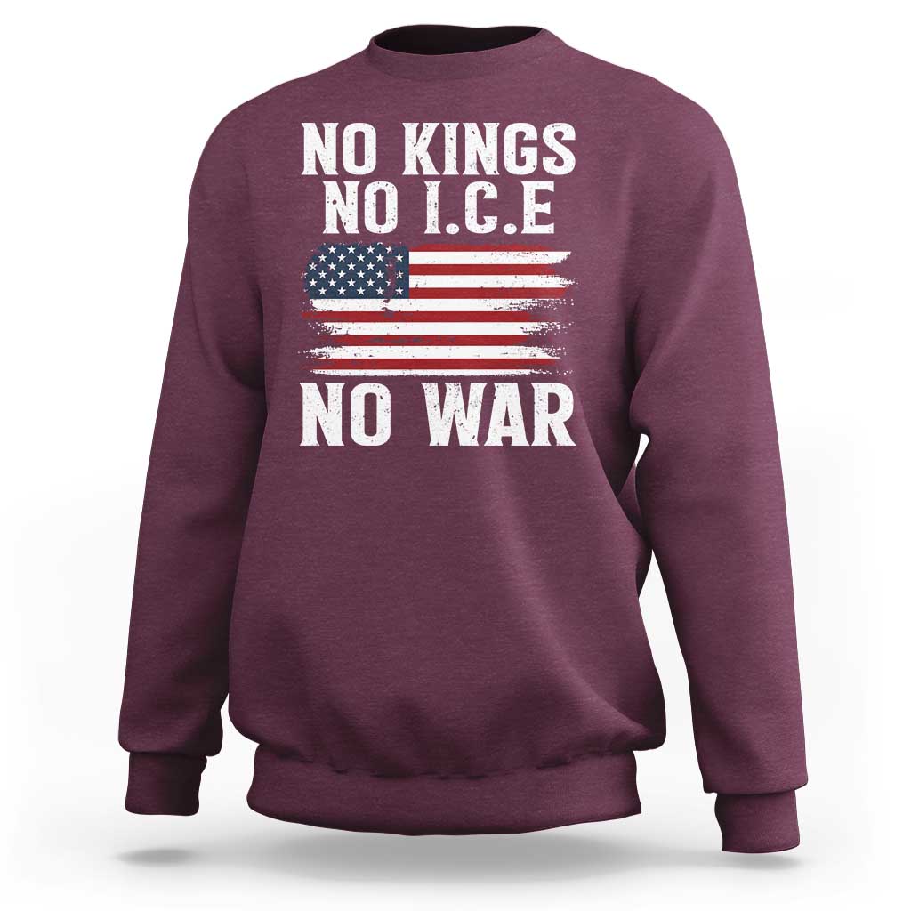 No Wars No Ice No Kings American Flag Sweatshirt Patriotic Protest Anti War Human Rights
