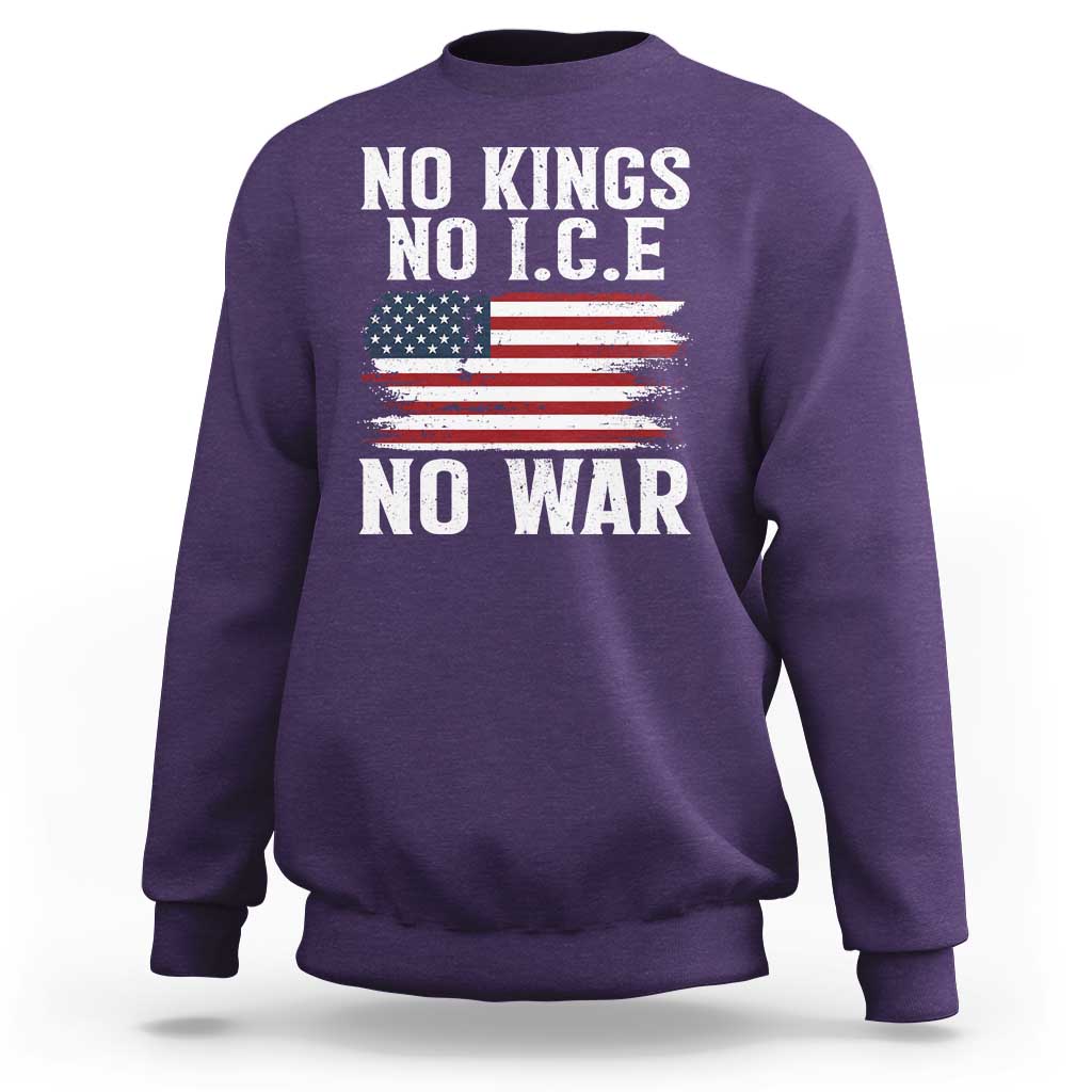 No Wars No Ice No Kings American Flag Sweatshirt Patriotic Protest Anti War Human Rights