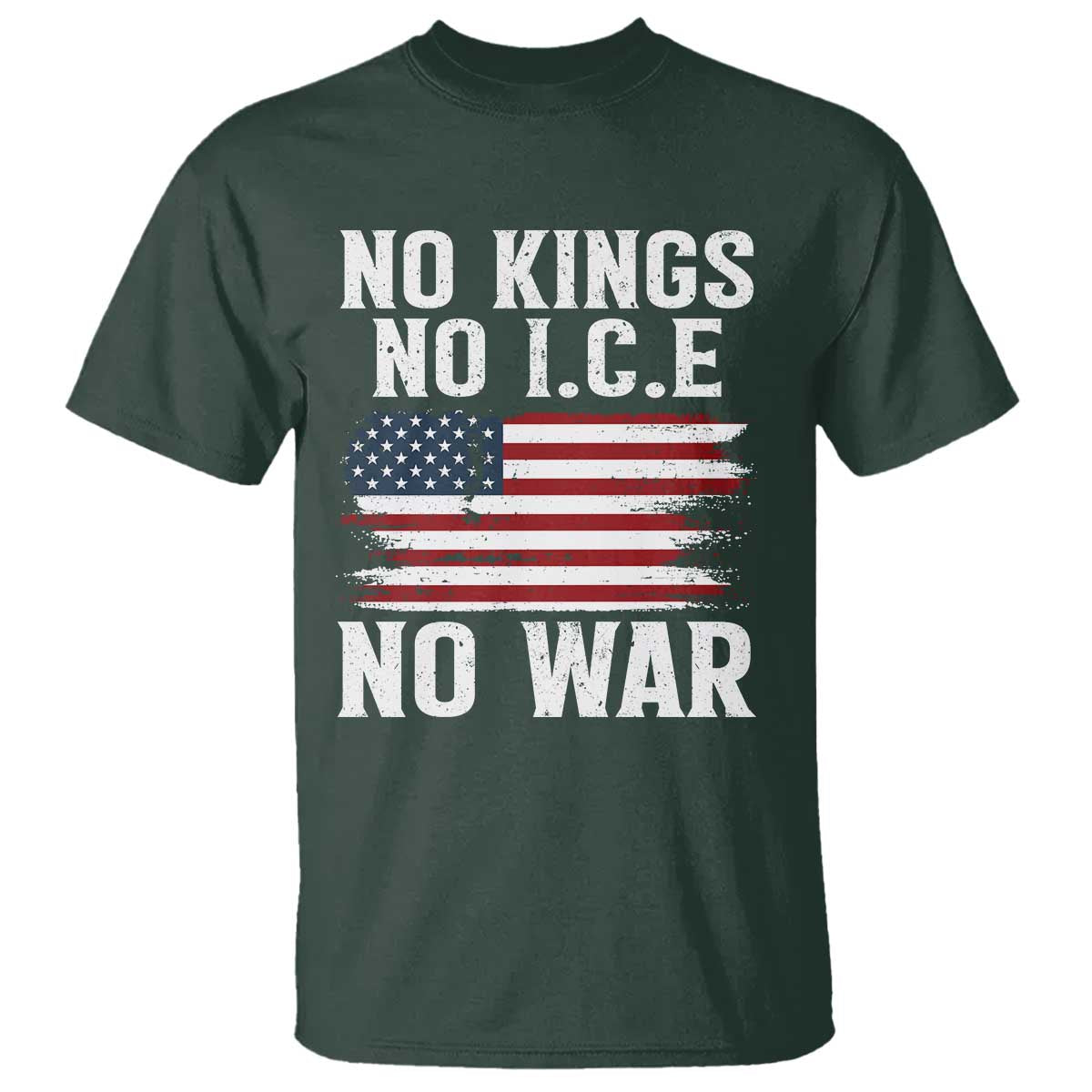 No Wars No Ice No Kings American Flag T Shirt Patriotic Protest Anti War Human Rights