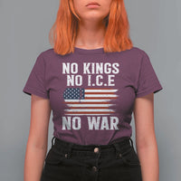 No Wars No Ice No Kings American Flag T Shirt For Women Patriotic Protest Anti War Human Rights