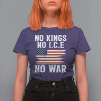 No Wars No Ice No Kings American Flag T Shirt For Women Patriotic Protest Anti War Human Rights