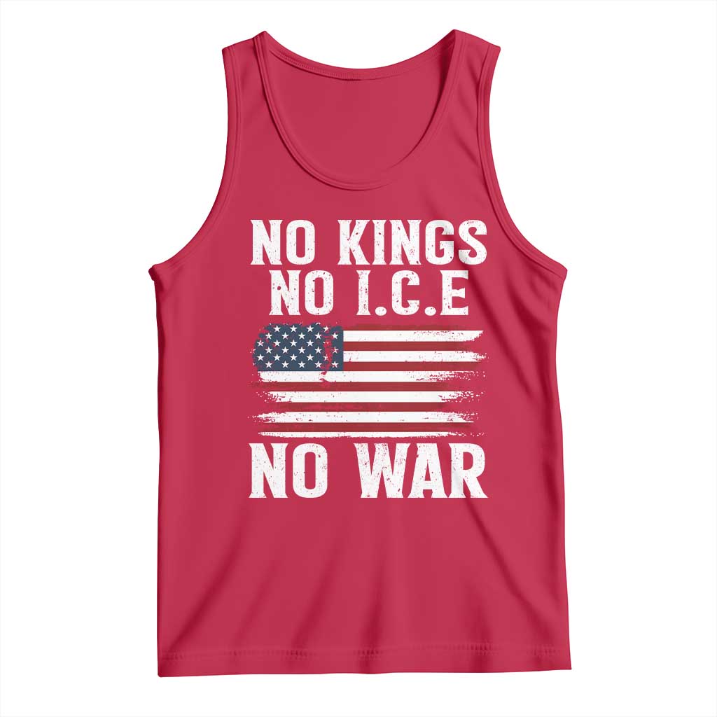 No Wars No Ice No Kings American Flag Tank Top Patriotic Protest Anti War Human Rights