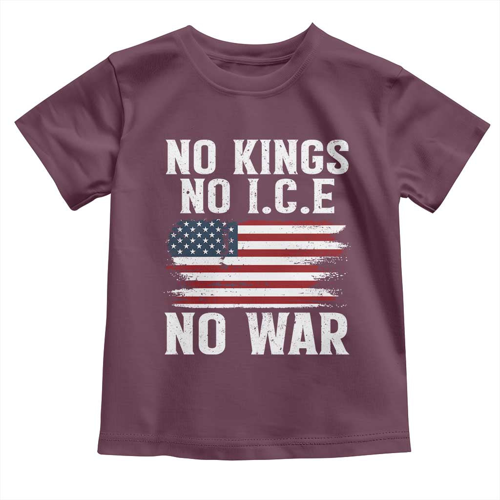 No Wars No Ice No Kings American Flag Toddler T Shirt Patriotic Protest Anti War Human Rights