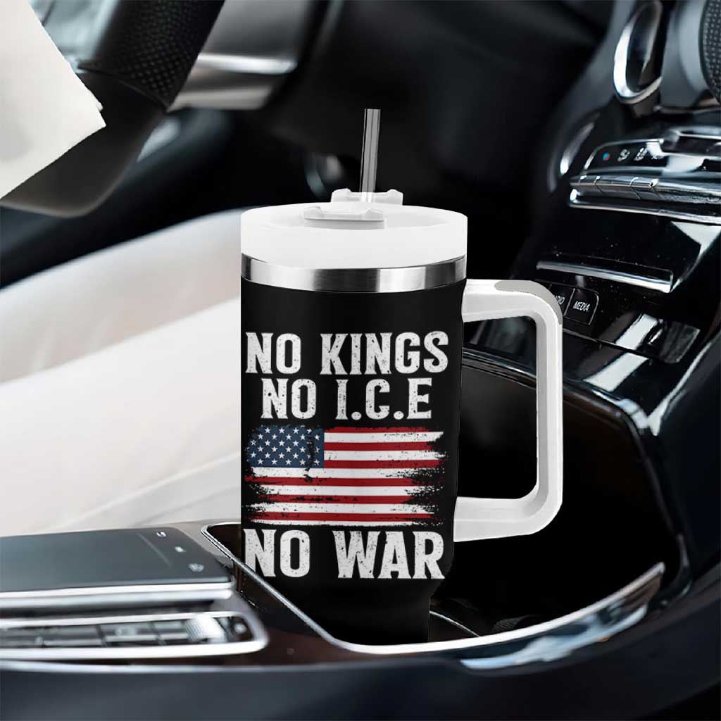 No Wars No Ice No Kings American Flag Tumbler With Handle Patriotic Protest Anti War Human Rights