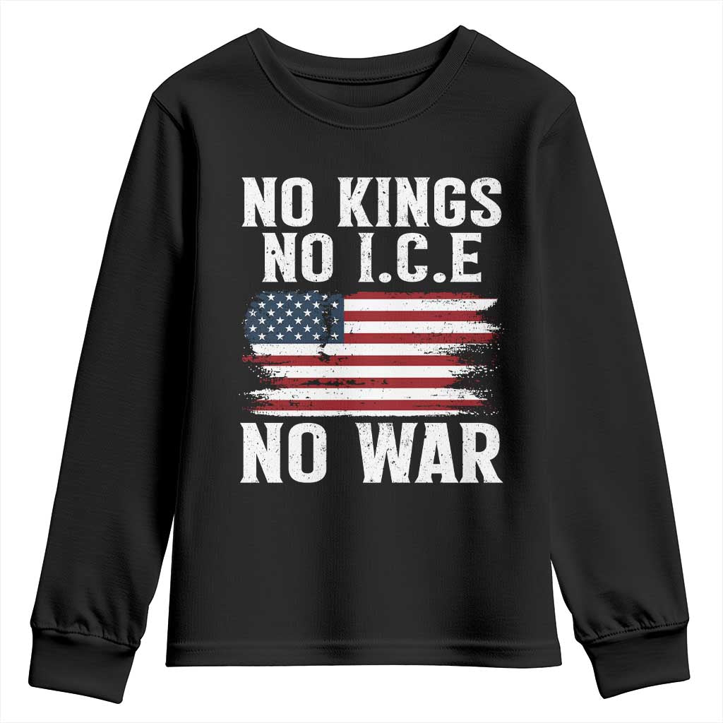 No Wars No Ice No Kings American Flag Youth Sweatshirt Patriotic Protest Anti War Human Rights