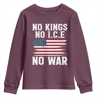 No Wars No Ice No Kings American Flag Youth Sweatshirt Patriotic Protest Anti War Human Rights